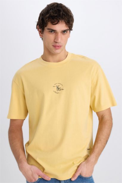 T-shirt Boxy imprimé à col rond et manches courtes