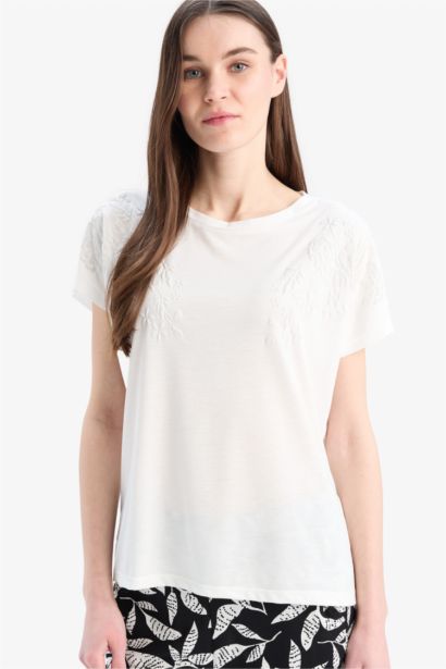 T-shirt basique 100 % coton à manches courtes et col rond