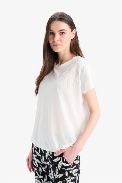 T-shirt basique 100 % coton à manches courtes et col rond