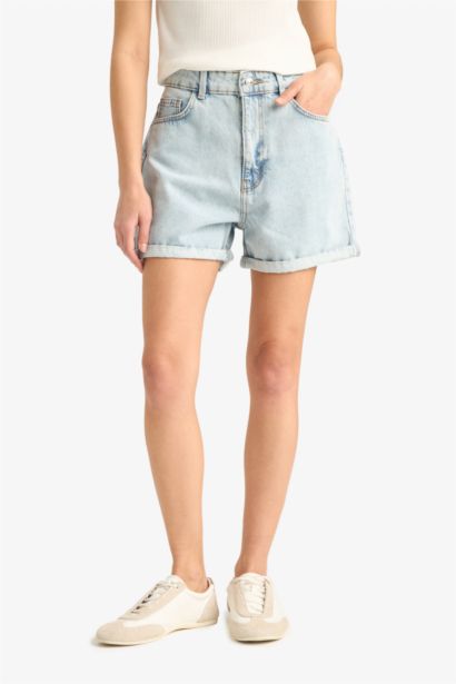 Mom Fit Denim High Waist Shorts