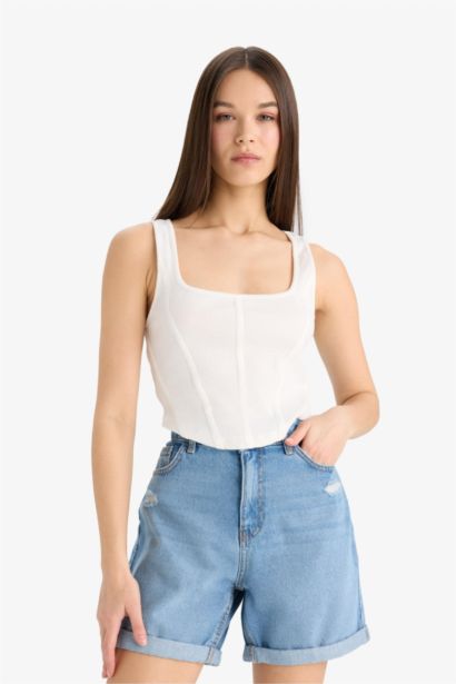 Boyfriend High Waist Crop Fit Denim Shorts