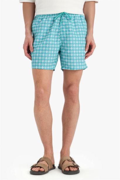Patterned Mesh Lined Swim Shorts