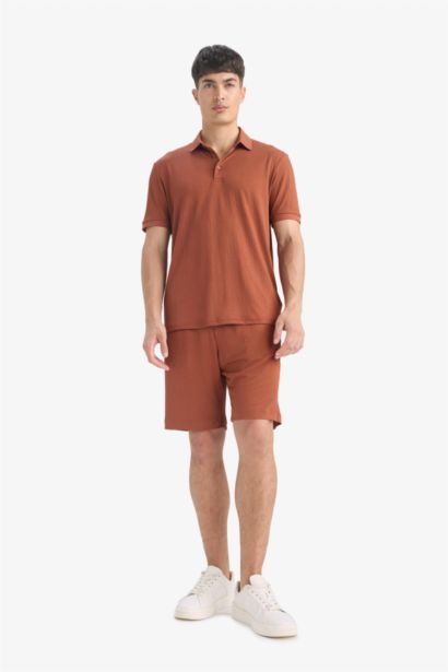 Regular Fit Crinkle Bermuda Shorts