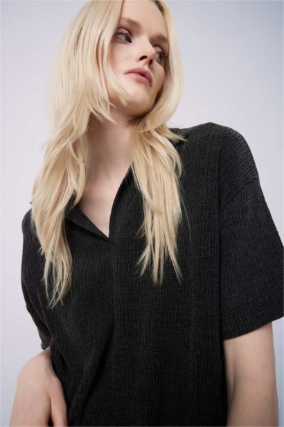 T-shirt polo basique à manches courtes pour femme