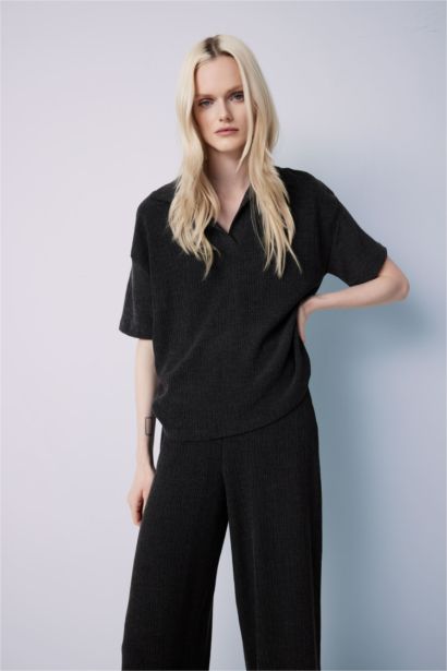 T-shirt polo basique à manches courtes pour femme