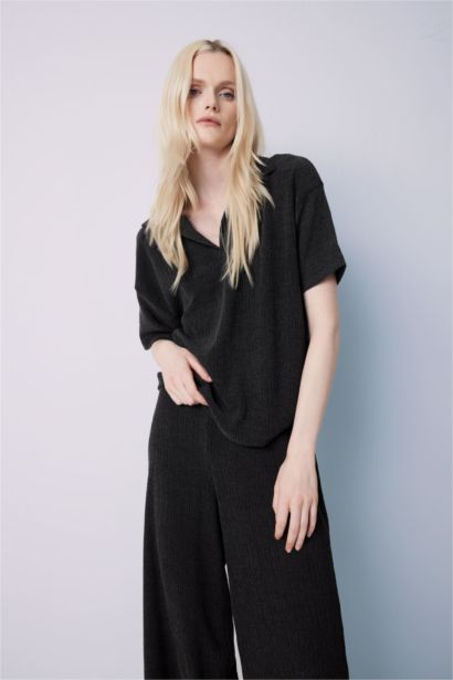 T-shirt polo basique à manches courtes pour femme