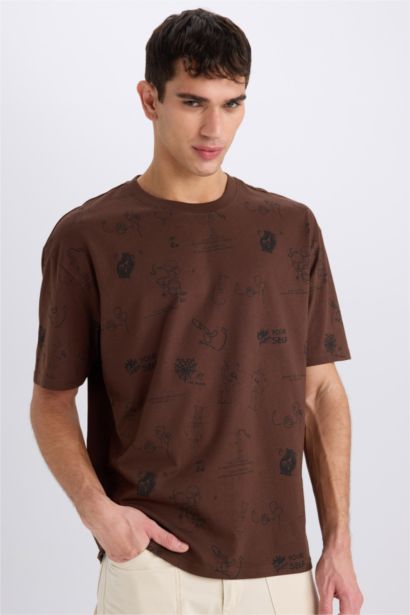 Oversize Fit Crew Neck Printed Short Sleeve T-Shirt