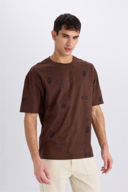 Oversize Fit Crew Neck Printed Short Sleeve T-Shirt