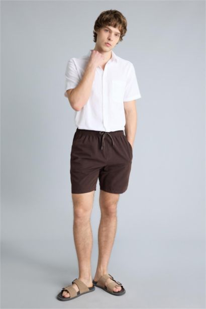 Regular Fit Elastic Waist Swim Shorts