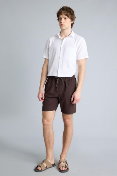 Regular Fit Elastic Waist Swim Shorts