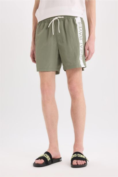 Printed Mesh Lined Above Knee Swim Shorts