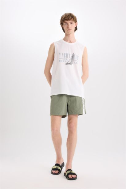 Printed Mesh Lined Above Knee Swim Shorts