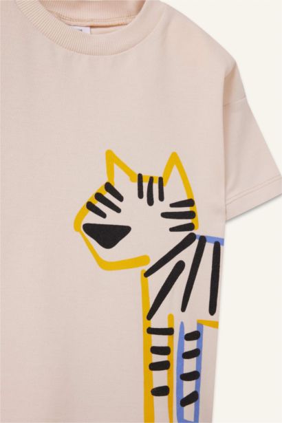 Bisiklet Yaka Baskılı Kısa Kollu Tişört Erkek Bebek