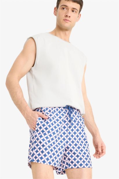 Patterned Mesh Lined Swim Shorts