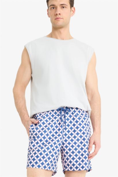 Patterned Mesh Lined Swim Shorts