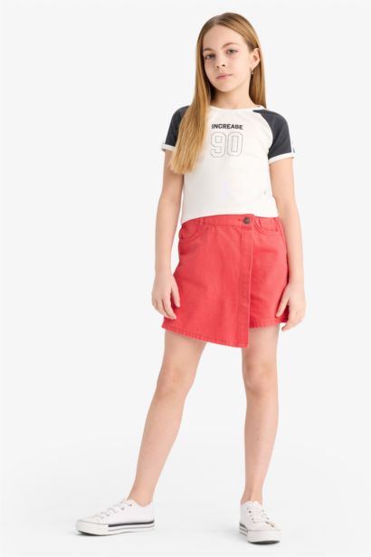 Girl Crew Neck Number Patterned Ribana T-Shirt