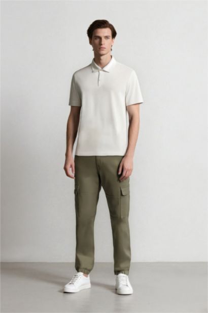 Gabardine Elastic Waist Leg Jogger Cargo Pants