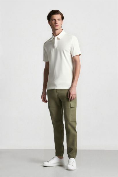 Gabardine Elastic Waist Leg Jogger Cargo Pants