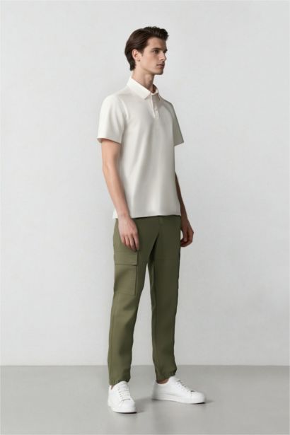 Gabardine Elastic Waist Leg Jogger Cargo Pants
