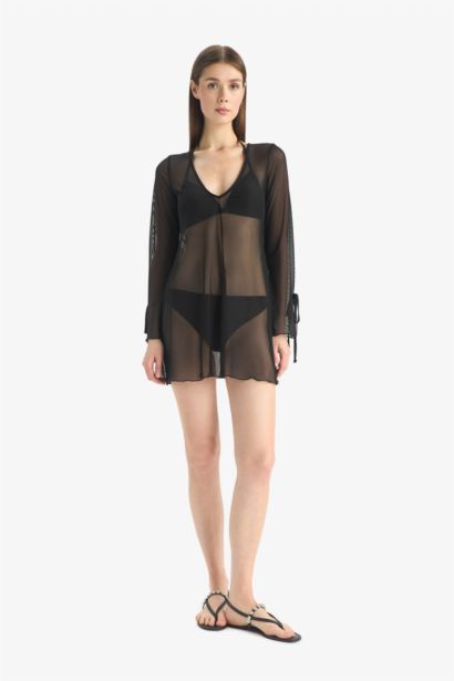 Fall in Love V Neck Laced Tulle Beach Dress