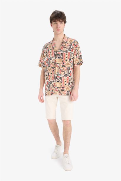 Regular Fit Apache Neck Short Sleeve Shirt