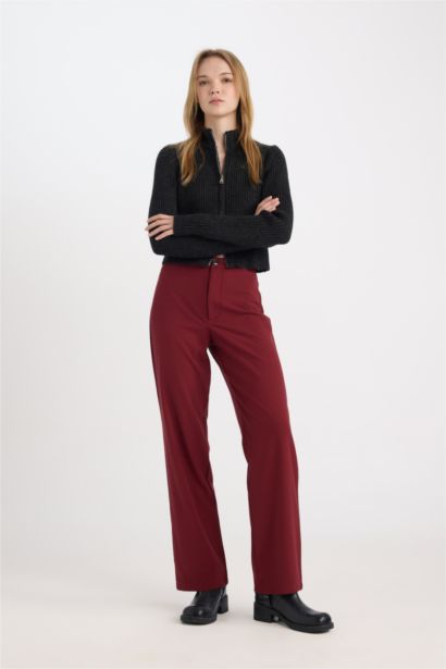 Wide Leg Kumaş Pantolon Yüksek Bel Basıc Standart Boy