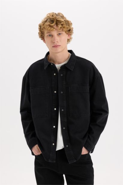 Oversize Fit Denim Long Sleeve Shirt