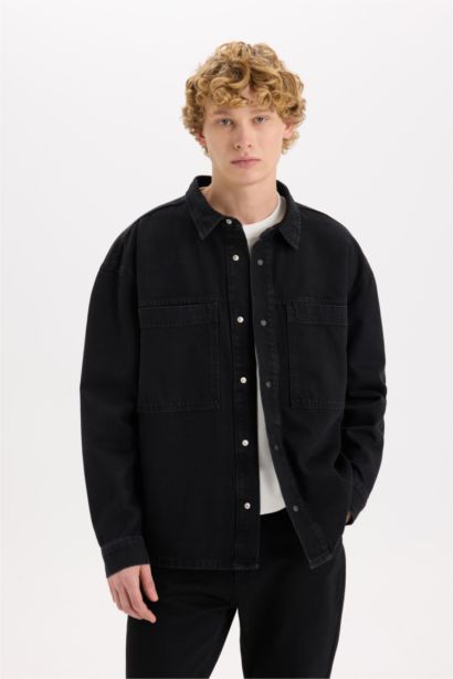 Oversize Fit Denim Long Sleeve Shirt