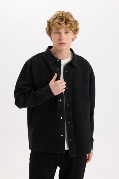 Oversize Fit Denim Long Sleeve Shirt