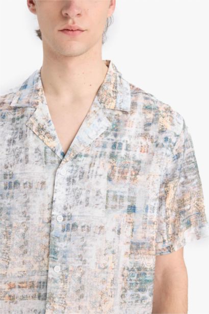 Regular Fit Apache Neck Short Sleeve Shirt