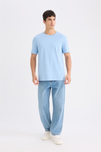 New Regular Fit Bisiklet Yaka Basic Düz Kısa Kollu Tişört