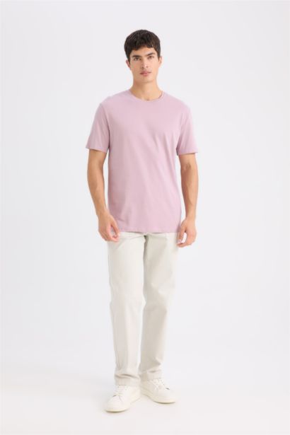 New Regular Fit Bisiklet Yaka Basic Düz Kısa Kollu Tişört