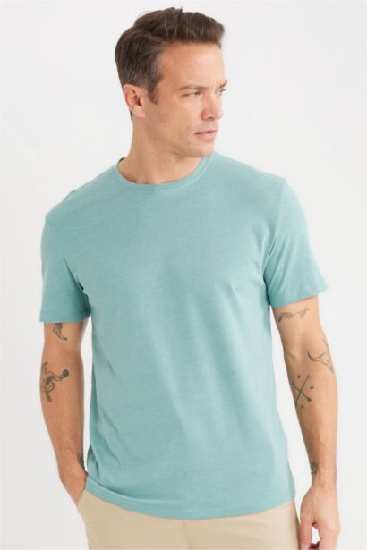 New Regular Fit Bisiklet Yaka Basic Düz Kısa Kollu Tişört