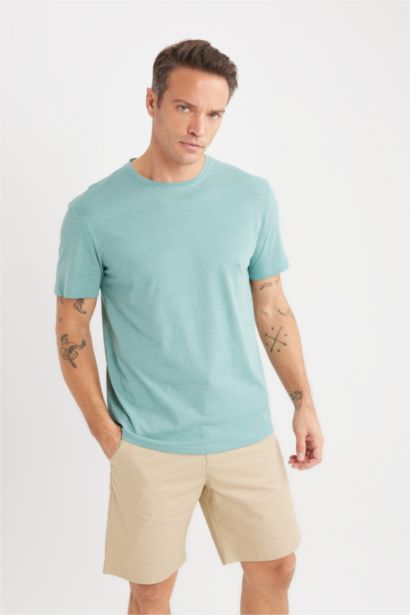 New Regular Fit Bisiklet Yaka Basic Düz Kısa Kollu Tişört