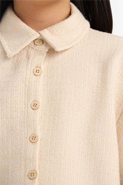 Girl Relax Fit Polo Neck Basic Short Sleeve T-Shirt