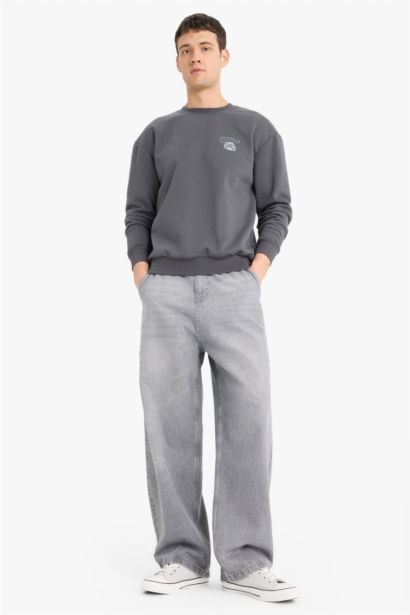 Fast & Furious Boxy Fit Bisiklet Yaka Sırt Baskılı Kalın Sweatshirt