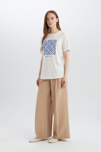 T-shirt imprimé à col rond et manches courtes pour homme