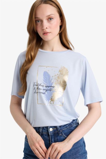 T-shirt imprimé à col rond et manches courtes Coupe régulière