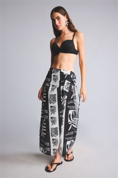 Regular Fit Tropical Patterned Cotton Beachwear