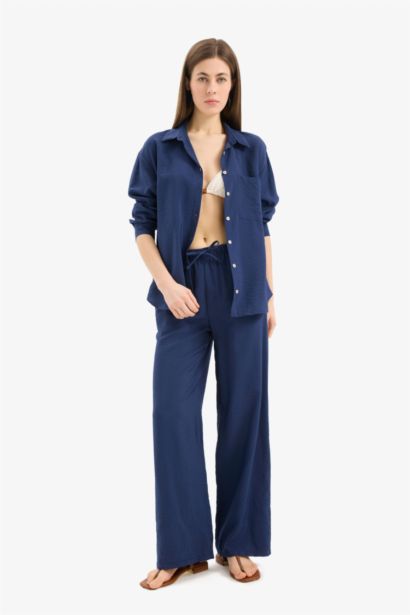 Fall in Love Regular Fit Flexible Waist Beach Trousers