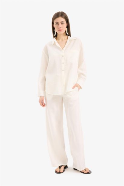 Regular Fit Beli Lastikli Plaj Pantolonu