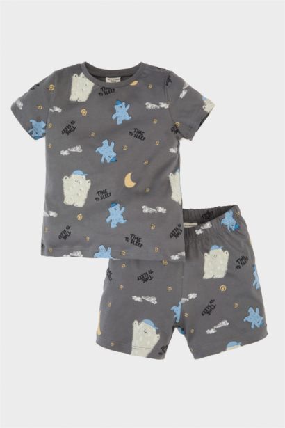 Baby Boy Patterned Cotton Top Shorts 2 Piece Pajama Set