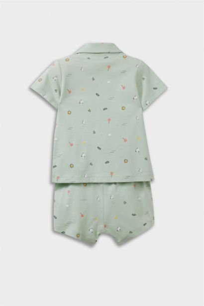 %100 Pamuklu Deniz Baskılı Beli Lastikli Pijama Takımı Erkek Bebek