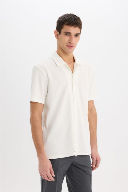 Regular Fit Polo Collar Short Sleeve Shirt