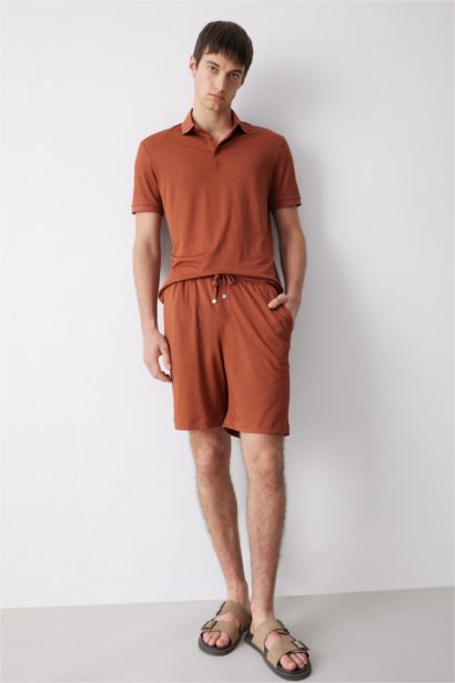 T-shirt Polo slim texturé à manches courtes