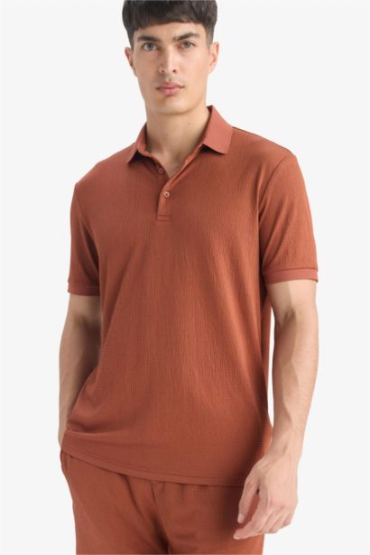 T-shirt Polo slim texturé à manches courtes