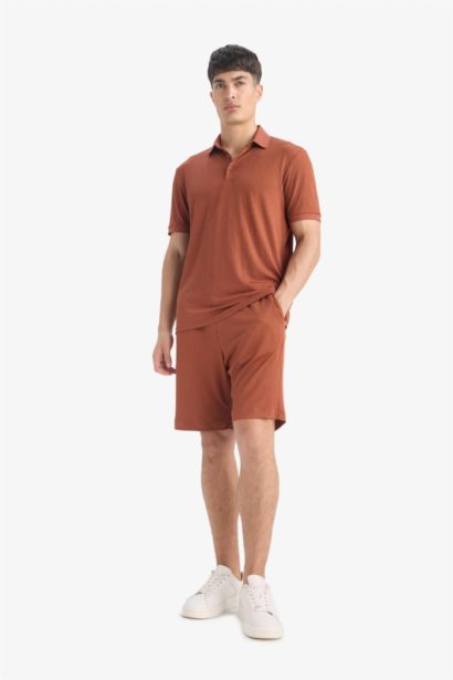 T-shirt Polo slim texturé à manches courtes