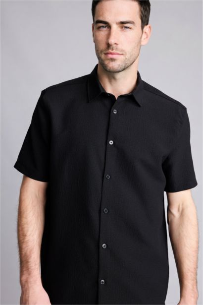 Regular Fit Crinkle Short Sleeve Shirt