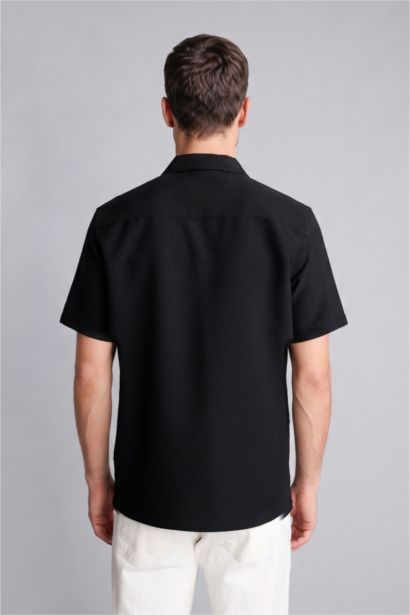Regular Fit Kısa kollu Kırışık dokulu Gömlek