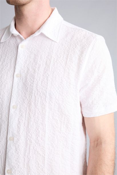 Regular Fit Kısa kollu Kırışık dokulu Gömlek